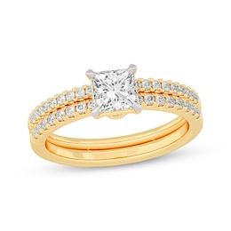 Lab-Grown Diamonds by KAY Princess-Cut Bridal Set 1-3/8 ct tw 14K Yellow Gold