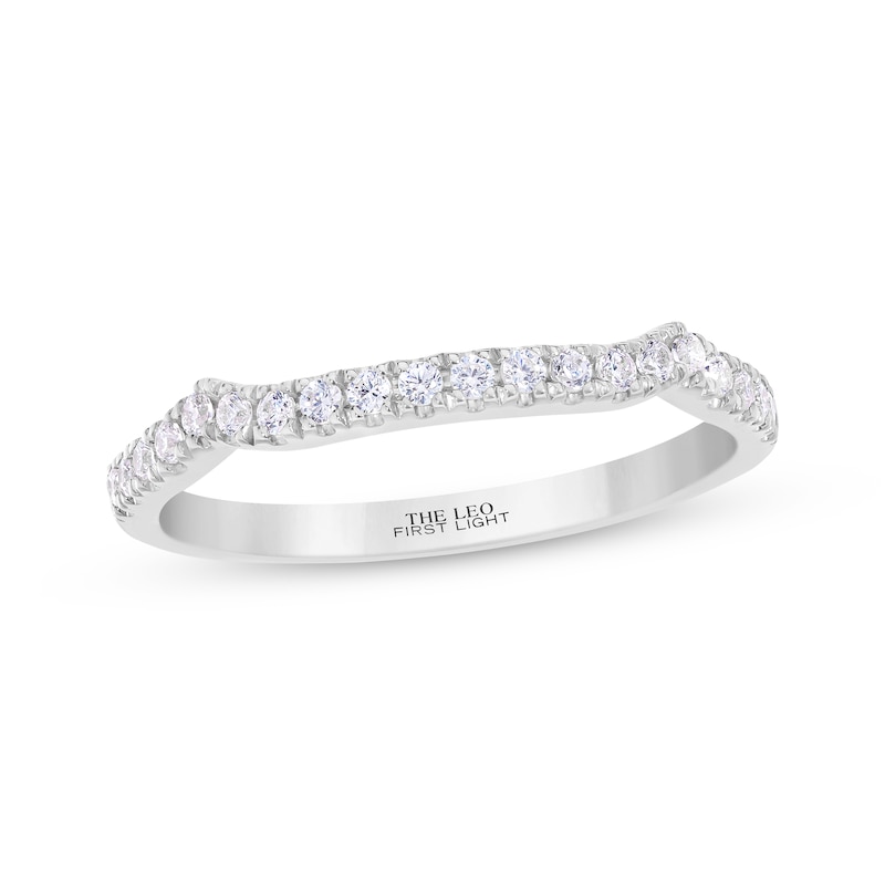 Main Image 1 of THE LEO First Light Diamond Notched Wedding Band 1/5 ct tw 14K White Gold