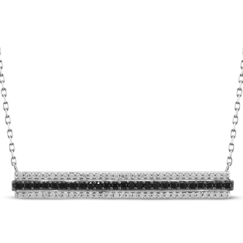 Main Image 1 of Black & White Diamond Bar Necklace 1/4 ct tw 10K White Gold 18&quot;