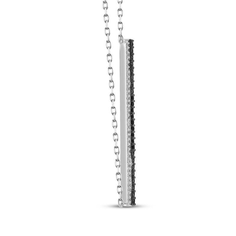 Main Image 2 of Black & White Diamond Bar Necklace 1/4 ct tw 10K White Gold 18&quot;