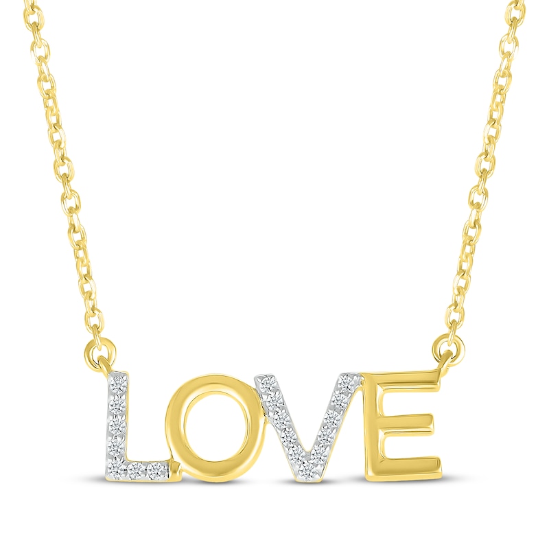 Main Image 1 of Diamond &quot;Love&quot; Necklace 1/15 ct tw 10K Yellow Gold 18&quot;