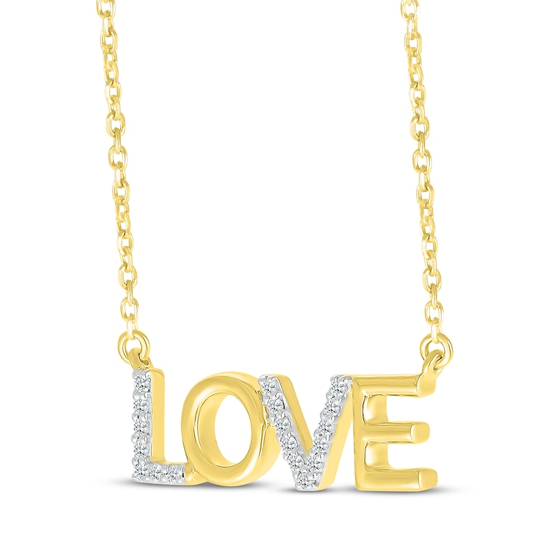 Diamond "Love" Necklace 1/15 ct tw 10K Yellow Gold 18"