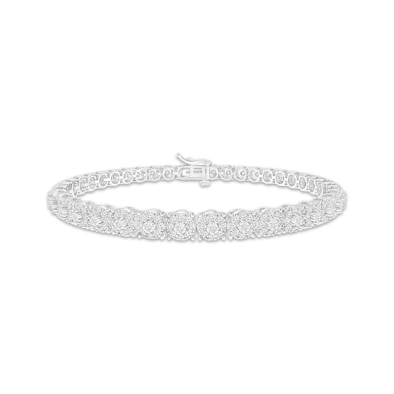 Multi-Diamond Graduated Link Bracelet 1-1/2 ct tw 10K White Gold 7"