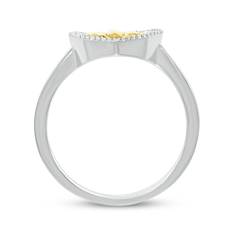 Diamond Heartbeat Fashion Ring 1/15 ct tw Sterling Silver & 10K Yellow Gold