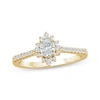 Thumbnail Image 0 of Oval-Cut Diamond Starburst Halo Engagement Ring 1/2 ct tw 14K Yellow Gold