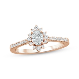 Now + Forever Oval-Cut Diamond Starburst Halo Engagement Ring 1/2 ct tw 14K Rose Gold