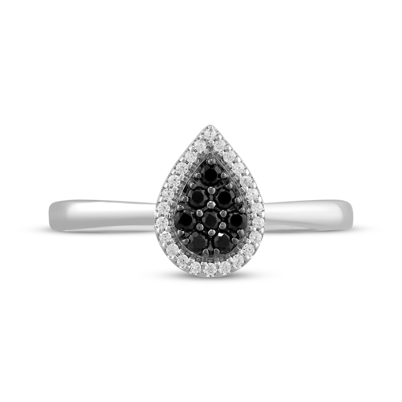 Main Image 3 of Black & White Multi-Diamond Teardrop Fashion Ring 1/5 ct tw Sterling Silver