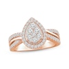 Thumbnail Image 0 of Multi-Diamond Center Teardrop Frame Engagement Ring 3/4 ct tw 14K Rose Gold