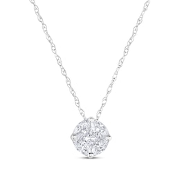 Princess & Marquise-Cut Multi-Diamond Necklace 1/5 ct tw Sterling Silver 18"