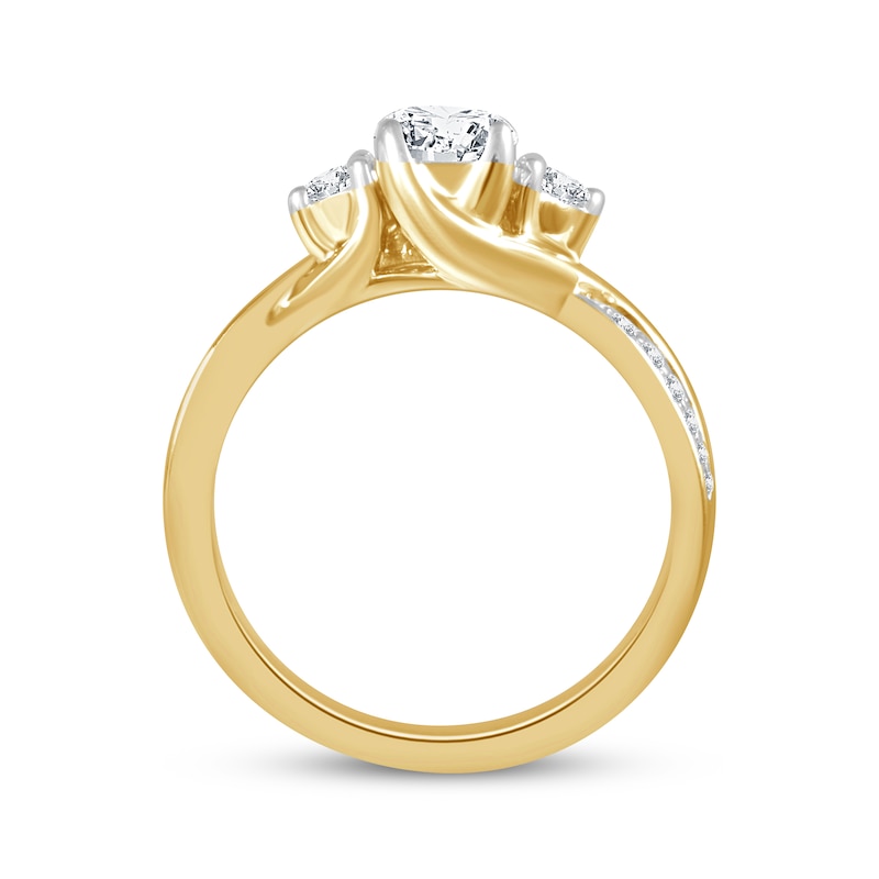 Main Image 3 of Memories Moments Magic Round-Cut Diamond Three-Stone Engagement Ring 1 ct tw 14K Yellow Gold