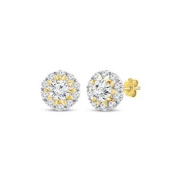 Diamond Star Halo Stud Earrings 1/2 ct tw 10K Yellow Gold