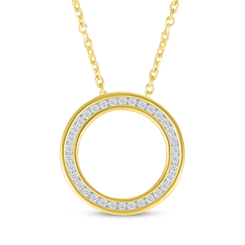 Main Image 1 of Diamond Channel Eternity Circle Necklace 1/10 ct tw 10K Yellow Gold 18&quot;