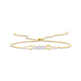 Multi-Diamond Flower Bolo Bracelet 1/4 ct tw 10K Yellow Gold