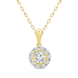 Diamond Star Halo Necklace 1/2 ct tw 10K Yellow Gold 18&quot;