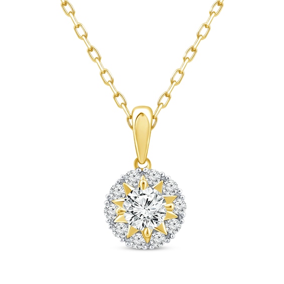 Diamond Star Halo Necklace 1/2 ct tw 10K Yellow Gold 18