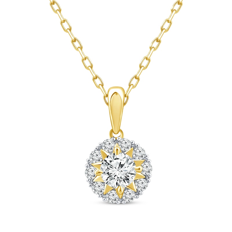 Main Image 1 of Diamond Star Halo Necklace 1/2 ct tw 10K Yellow Gold 18&quot;