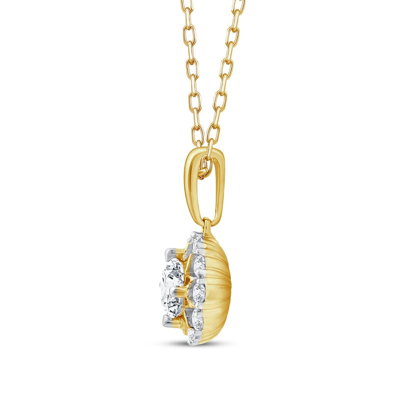 Main Image 2 of Diamond Star Halo Necklace 1/2 ct tw 10K Yellow Gold 18&quot;