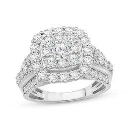 Multi-Diamond Center Cushion Frame Engagement Ring 2 ct tw 10K White Gold