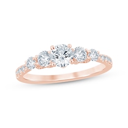 Round-Cut Diamond Five-Stone Engagement Ring 1 ct tw 14K Rose Gold