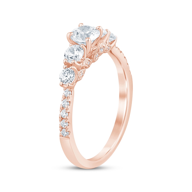 Main Image 2 of Round-Cut Diamond Five-Stone Engagement Ring 1 ct tw 14K Rose Gold