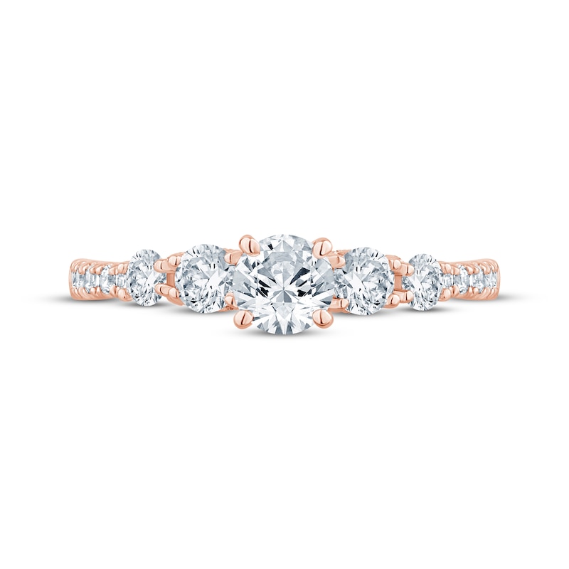 Main Image 3 of Round-Cut Diamond Five-Stone Engagement Ring 1 ct tw 14K Rose Gold