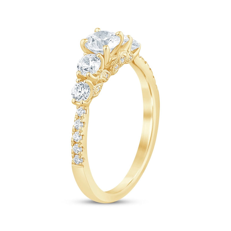 Main Image 2 of Round-Cut Diamond Five-Stone Engagement Ring 1 ct tw 14K Yellow Gold