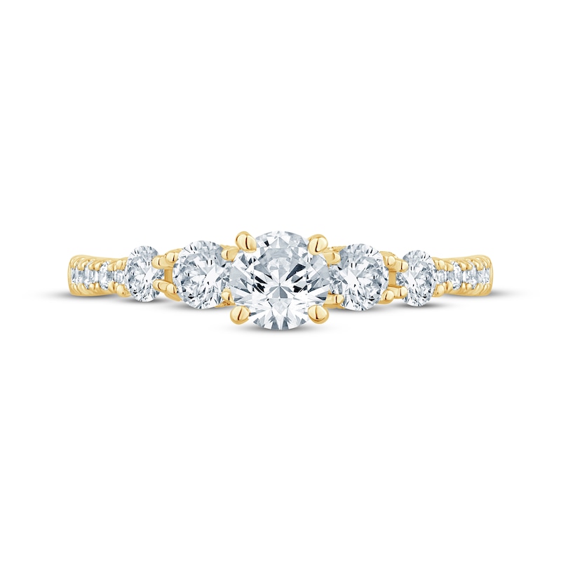 Main Image 3 of Round-Cut Diamond Five-Stone Engagement Ring 1 ct tw 14K Yellow Gold