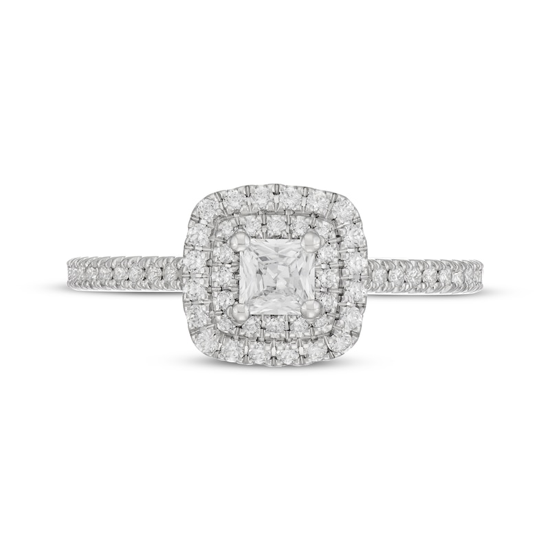 Main Image 3 of Neil Lane Princess-Cut Diamond Double Cushion Frame Engagement Ring 3/4 ct tw 14K White Gold