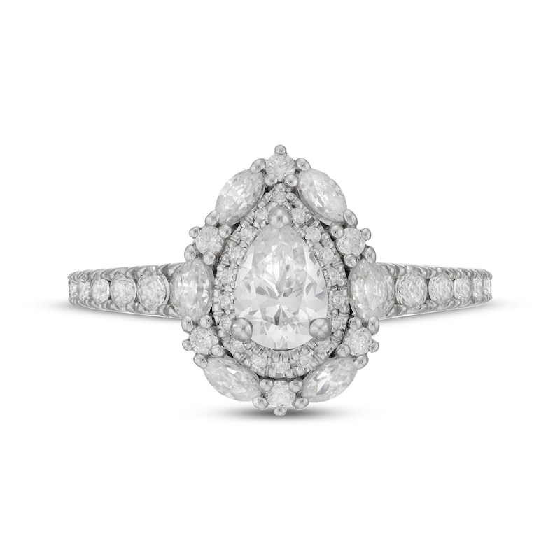 Main Image 3 of Neil Lane Pear-Shaped Diamond Double Frame Engagement Ring 1-1/3 ct tw 14K White Gold