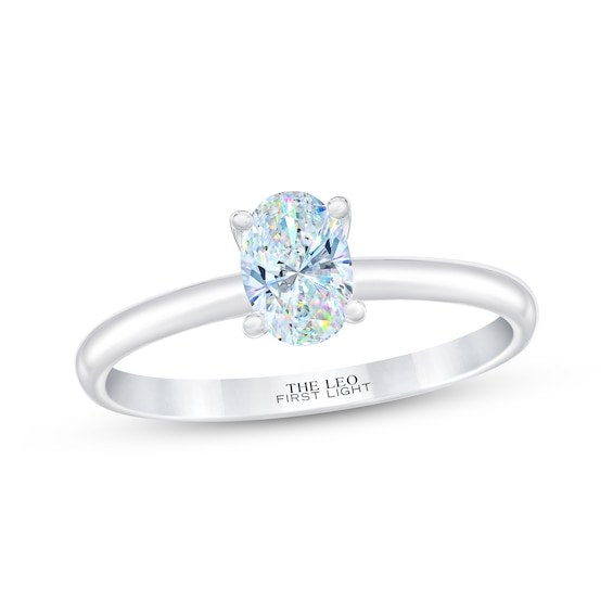 THE LEO First Light Diamond Oval-Cut Solitaire Engagement Ring 1/2 ct tw 14K White Gold (I/I1)