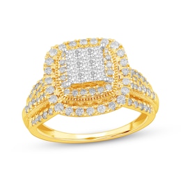 Now + Forever Princess-Cut Multi-Diamond Center Engagement Ring 1 ct tw 10K Yellow Gold