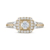 Thumbnail Image 2 of Diamond Cushion Frame Engagement Ring 7/8 ct tw 14K Yellow Gold