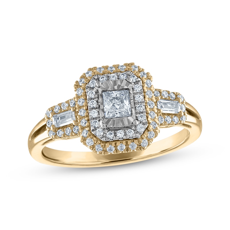 Princess-Cut Diamond Double Octagon Frame Engagement Ring 1/2 ct tw 14K ...