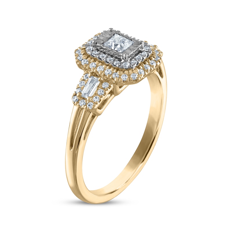 Main Image 2 of Princess-Cut Diamond Double Octagon Frame Engagement Ring 1/2 ct tw 14K Yellow Gold