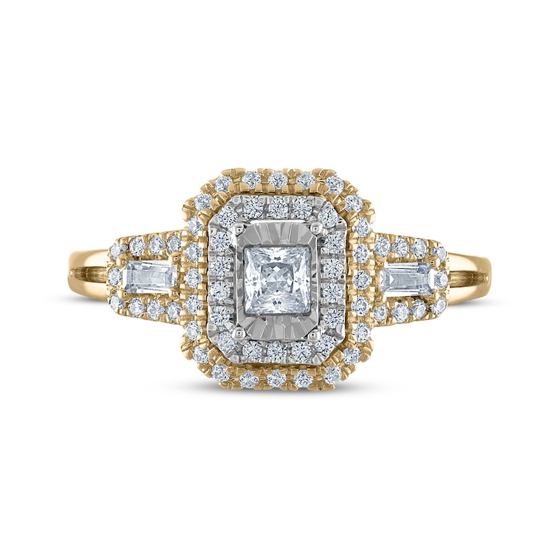 Main Image 3 of Princess-Cut Diamond Double Octagon Frame Engagement Ring 1/2 ct tw 14K Yellow Gold