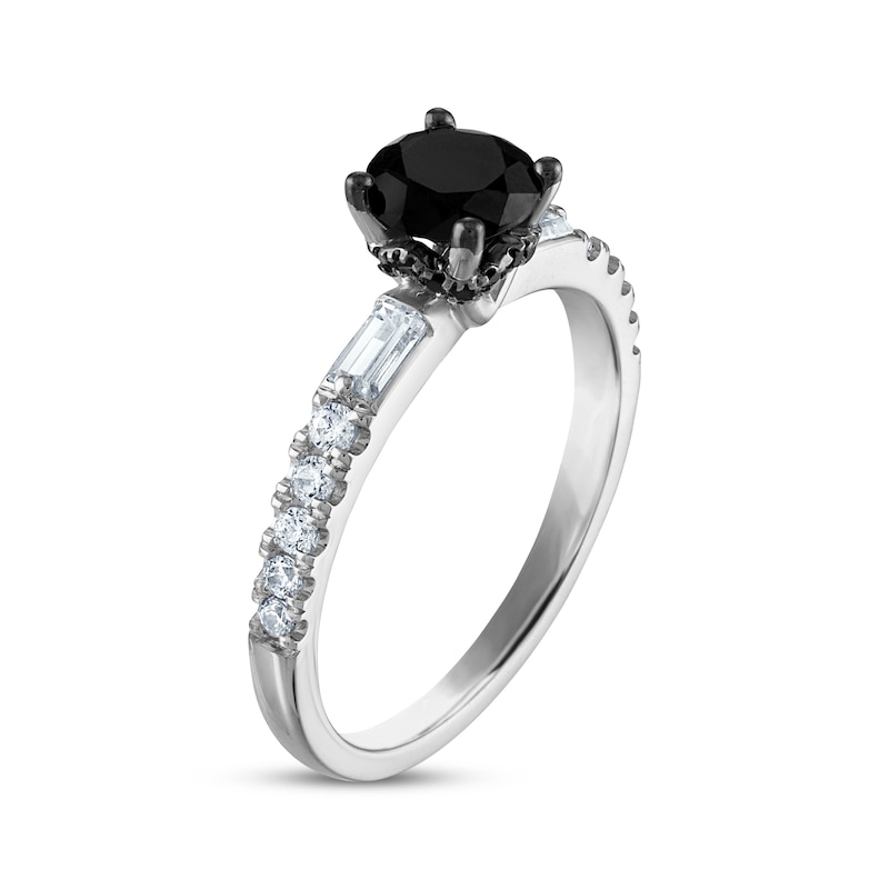 Main Image 2 of Round-Cut Black & White Diamond Engagement Ring 1-1/3 ct tw 14K White Gold