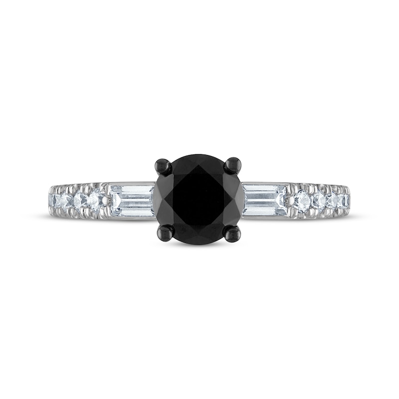 Main Image 3 of Round-Cut Black & White Diamond Engagement Ring 1-1/3 ct tw 14K White Gold