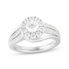 Thumbnail Image 1 of Round-Cut Diamond Halo Swirl Engagement Ring 1-1/4 ct tw 14K White Gold