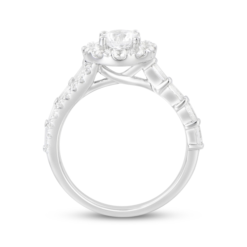 Main Image 3 of Round-Cut Diamond Halo Engagement Ring 1-1/4 ct tw 14K White Gold