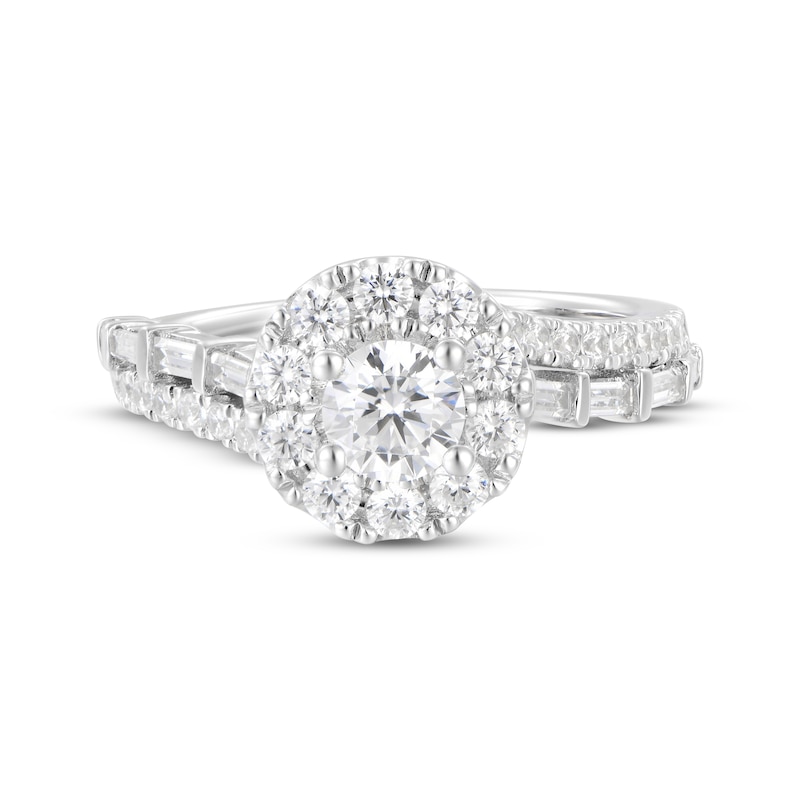 Main Image 4 of Round-Cut Diamond Halo Engagement Ring 1-1/4 ct tw 14K White Gold