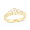 Thumbnail Image 0 of Memories Moments Magic Oval & Round-Cut Three-Stone Diamond Engagement Ring 1/2 ct tw 14K Yellow Gold