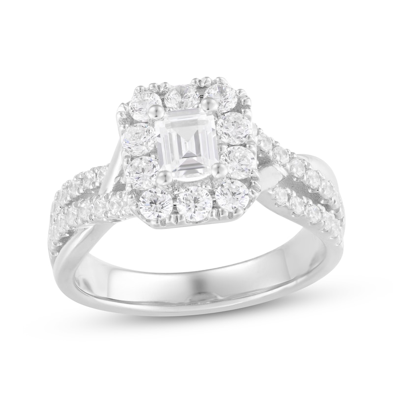 Main Image 1 of Emerald-Cut Diamond Engagement Ring 1-1/3 ct tw 14K White Gold