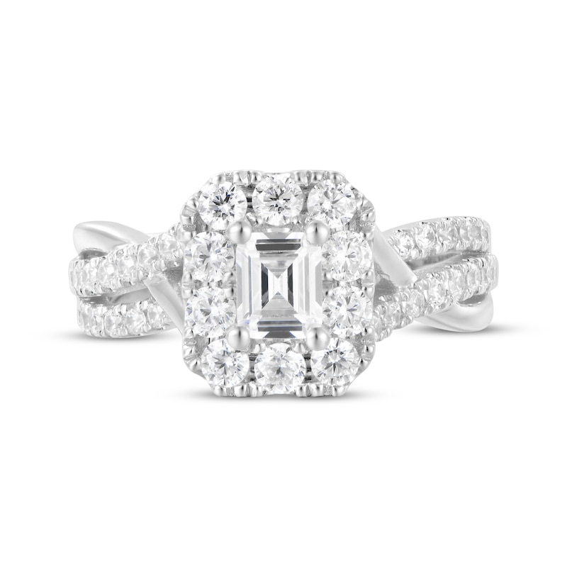 Main Image 4 of Emerald-Cut Diamond Engagement Ring 1-1/3 ct tw 14K White Gold