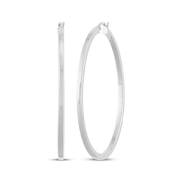 Square Tube Hoop Earrings Sterling Silver 54mm