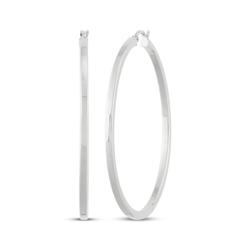 Square Tube Hoop Earrings Sterling Silver 54mm