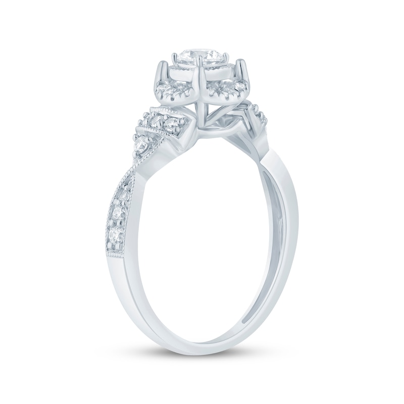 Round-Cut Diamond Vintage-Inspired Engagement Ring 1/2 ct tw 10K White Gold