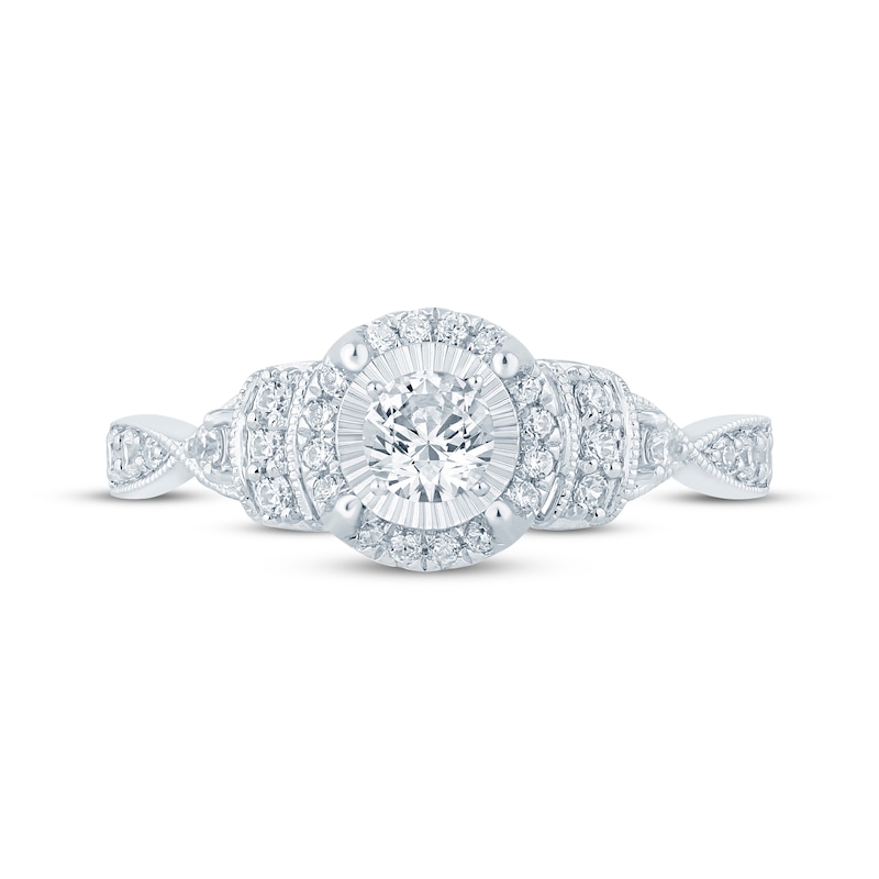 Round-Cut Diamond Vintage-Inspired Engagement Ring 1/2 ct tw 10K White Gold