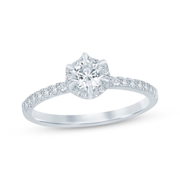 Now + Forever Round-Cut Diamond Halo Engagement Ring 1/2 ct tw 14K White Gold