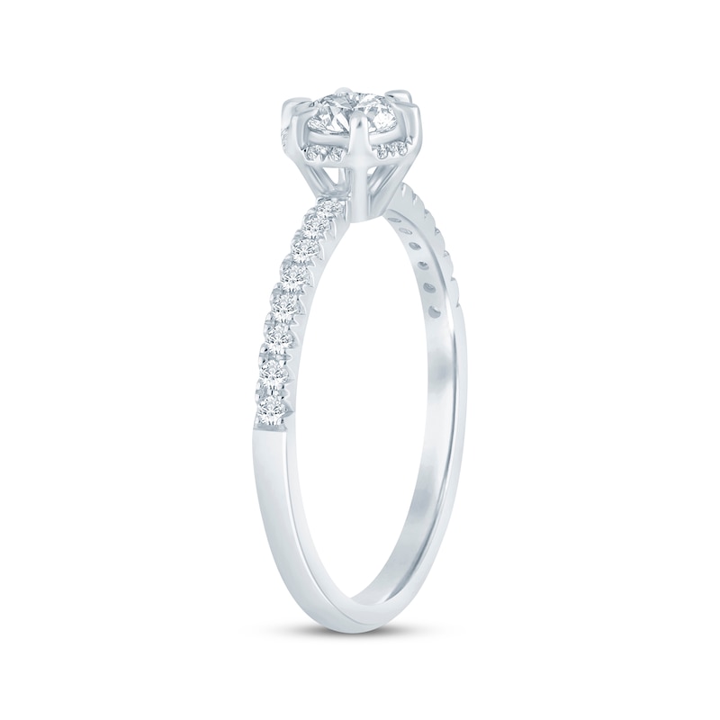 Round-Cut Diamond Halo Engagement Ring 1/2 ct tw 14K White Gold