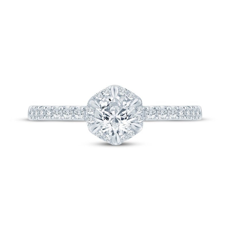 Round-Cut Diamond Halo Engagement Ring 1/2 ct tw 14K White Gold